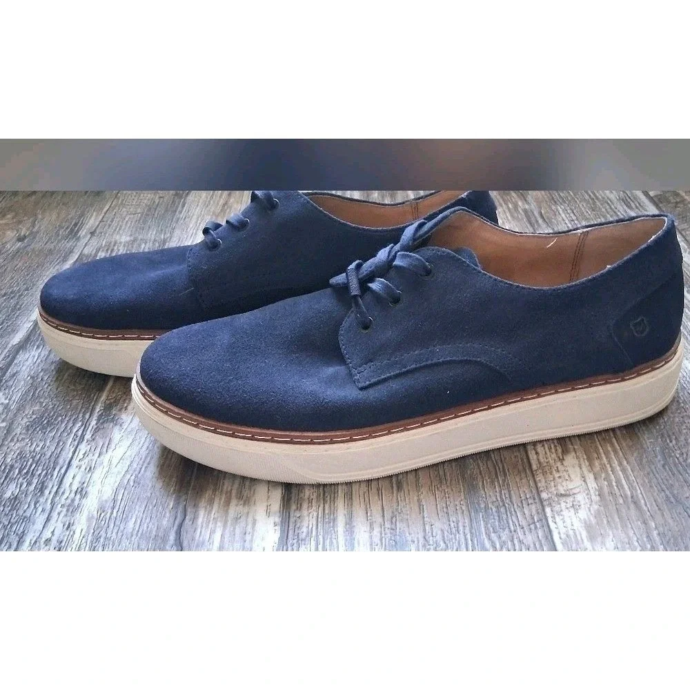 Andrew Marc Edison Men's 9 Navy Suede Derby Sneakers Casual Lace Up Comfort Shoe